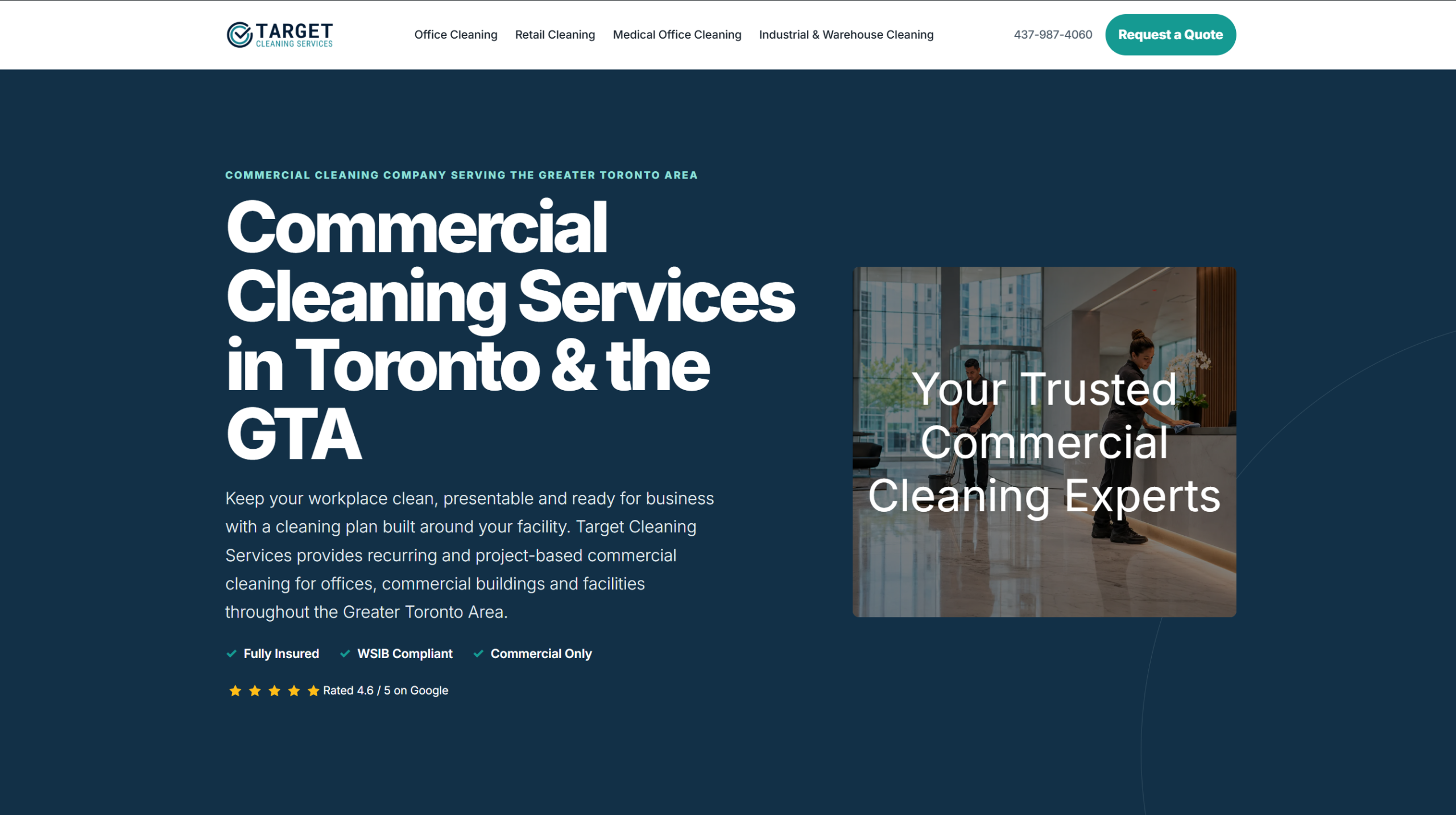 Screenshot of target cleaning services