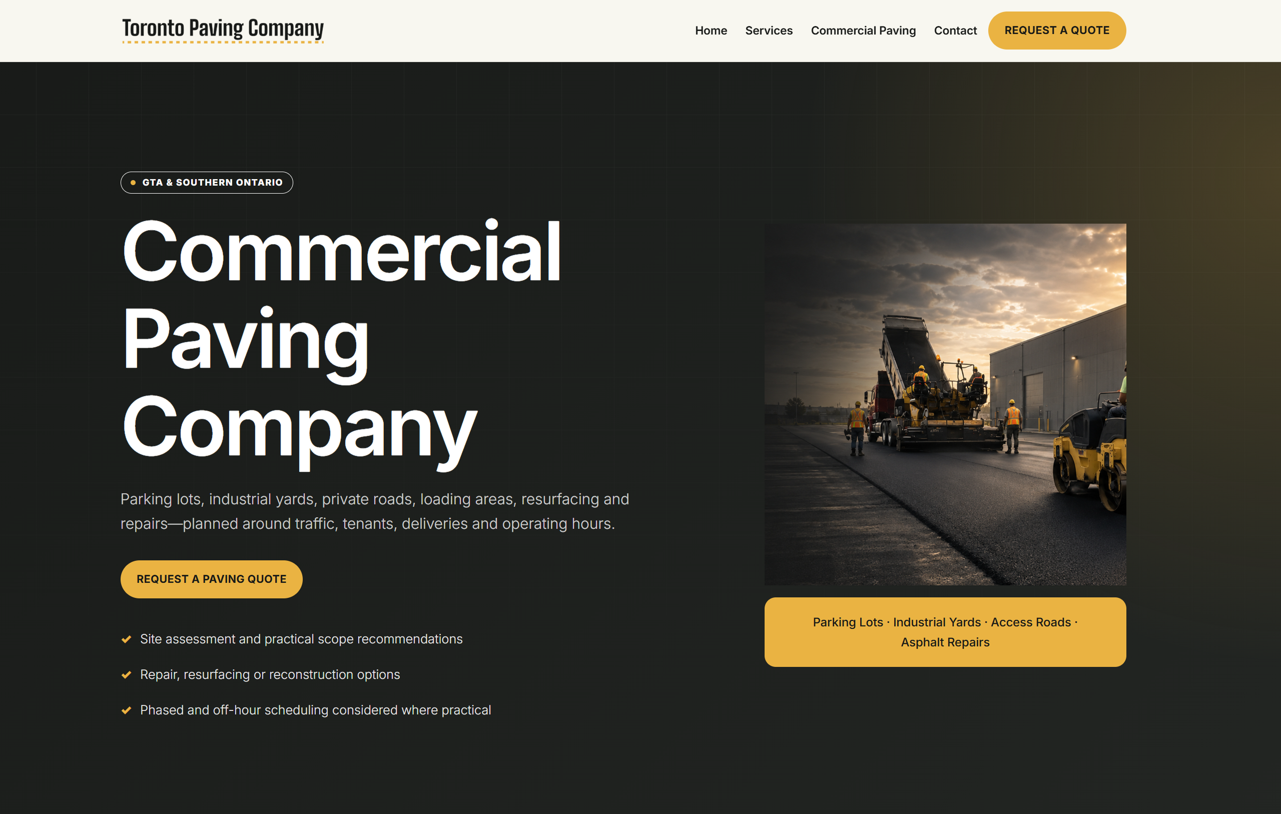 Screenshot of Toronto Paving Company